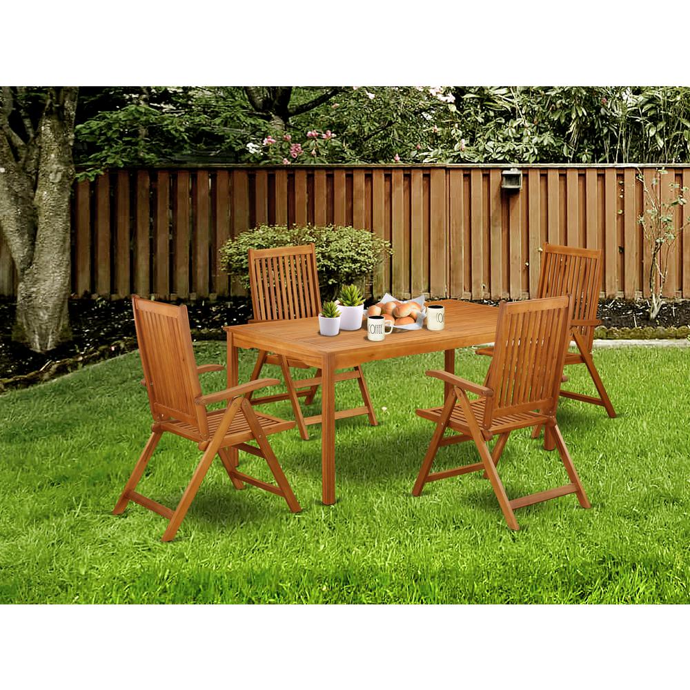 Wooden Patio Set Natural Oil, CMCN5NC5N. Picture 2
