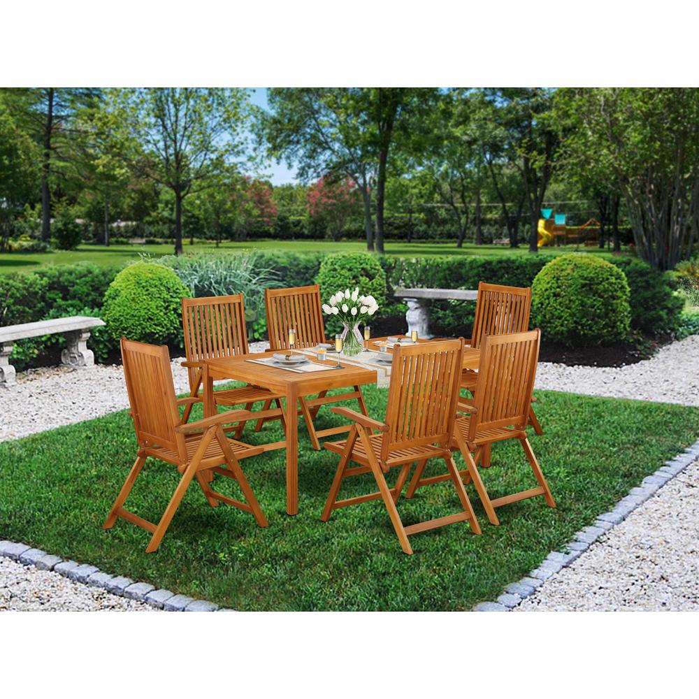 Wooden Patio Set Natural Oil, CMCN7NC5N. Picture 2