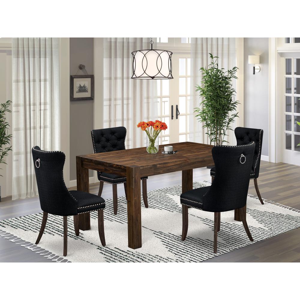 5 Piece Kitchen Set Consists of a Rectangle Rustic Wood Dining Table. Picture 7