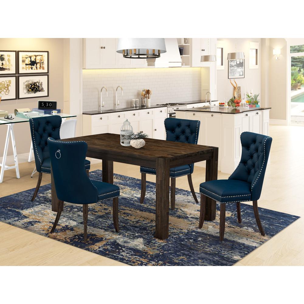 East West Furniture Celina Rectangular Wood Dining Table in Jacobean Brown