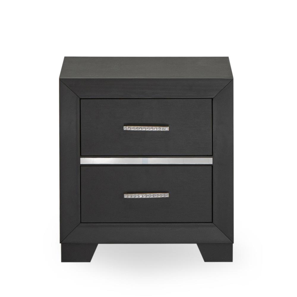 East West Furniture 1-Piece Denali Small Nightstand with 2 Drawers for any Bedroom - Brushed Gray Finish. Picture 2