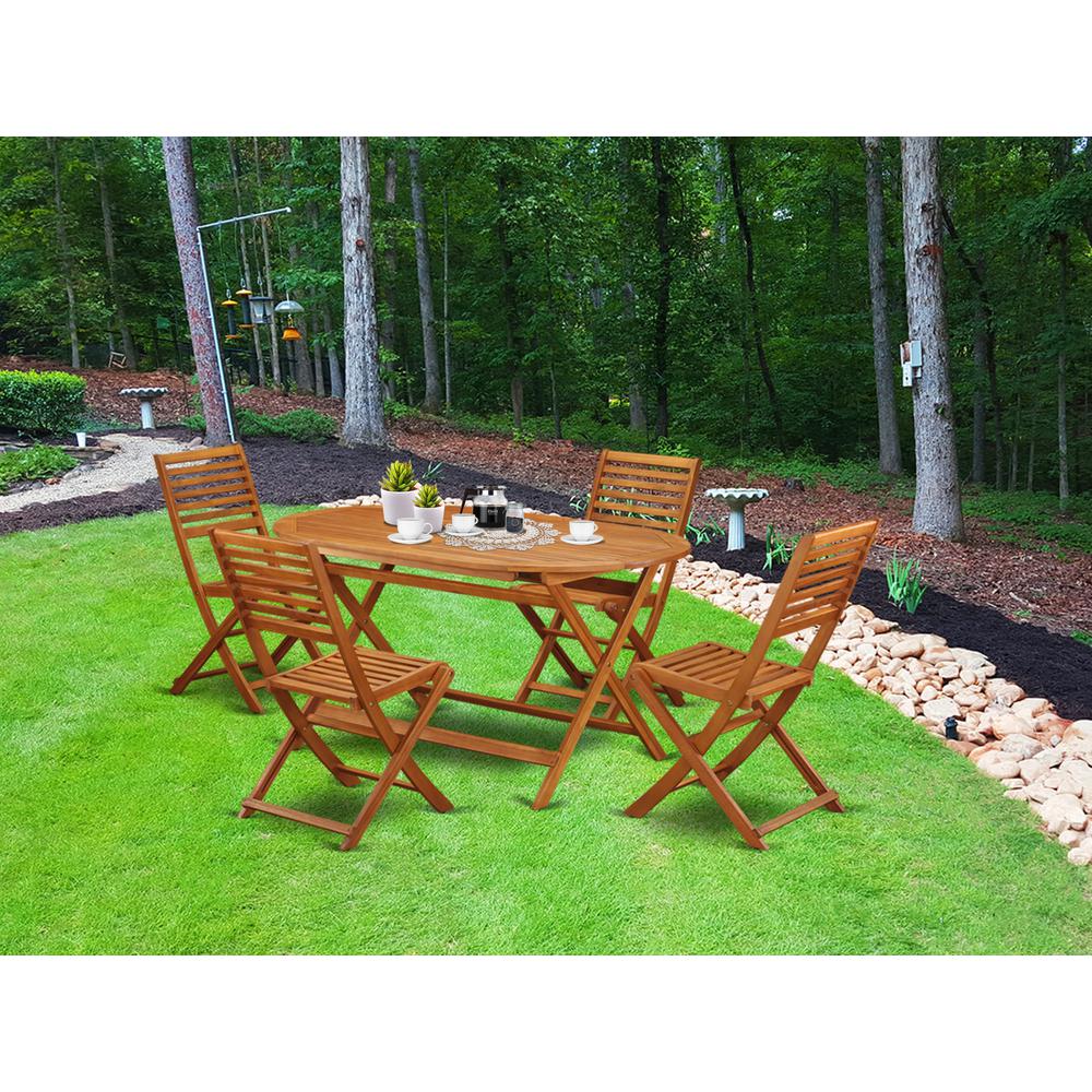 Wooden Patio Set Natural Oil, DIBS5CWNA. Picture 2