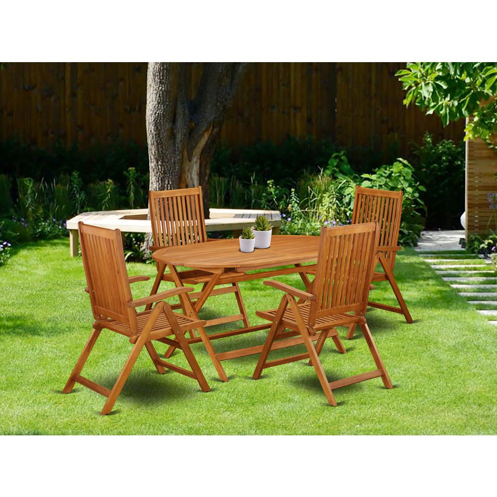 Wooden Patio Set Natural Oil, DICN5NC5N. Picture 2