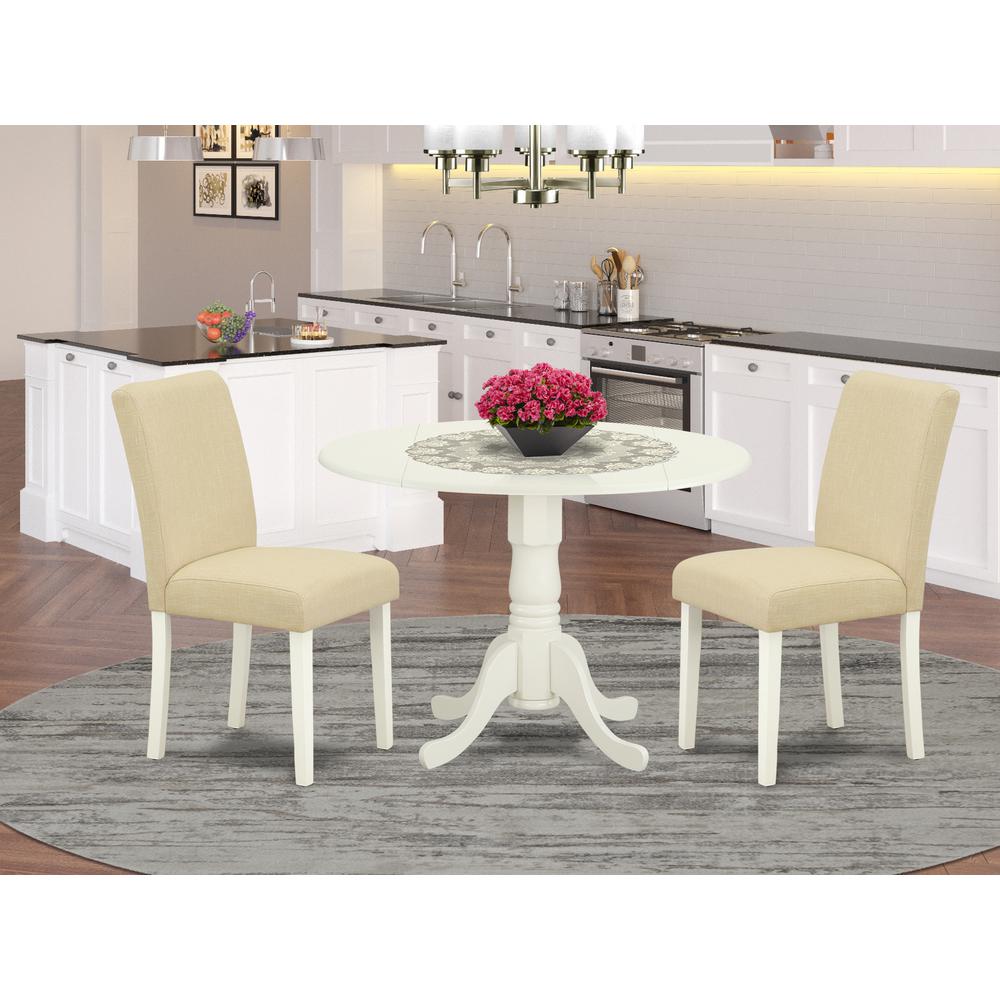Dining Room Set Linen White, DLAB3-LWH-02. Picture 2