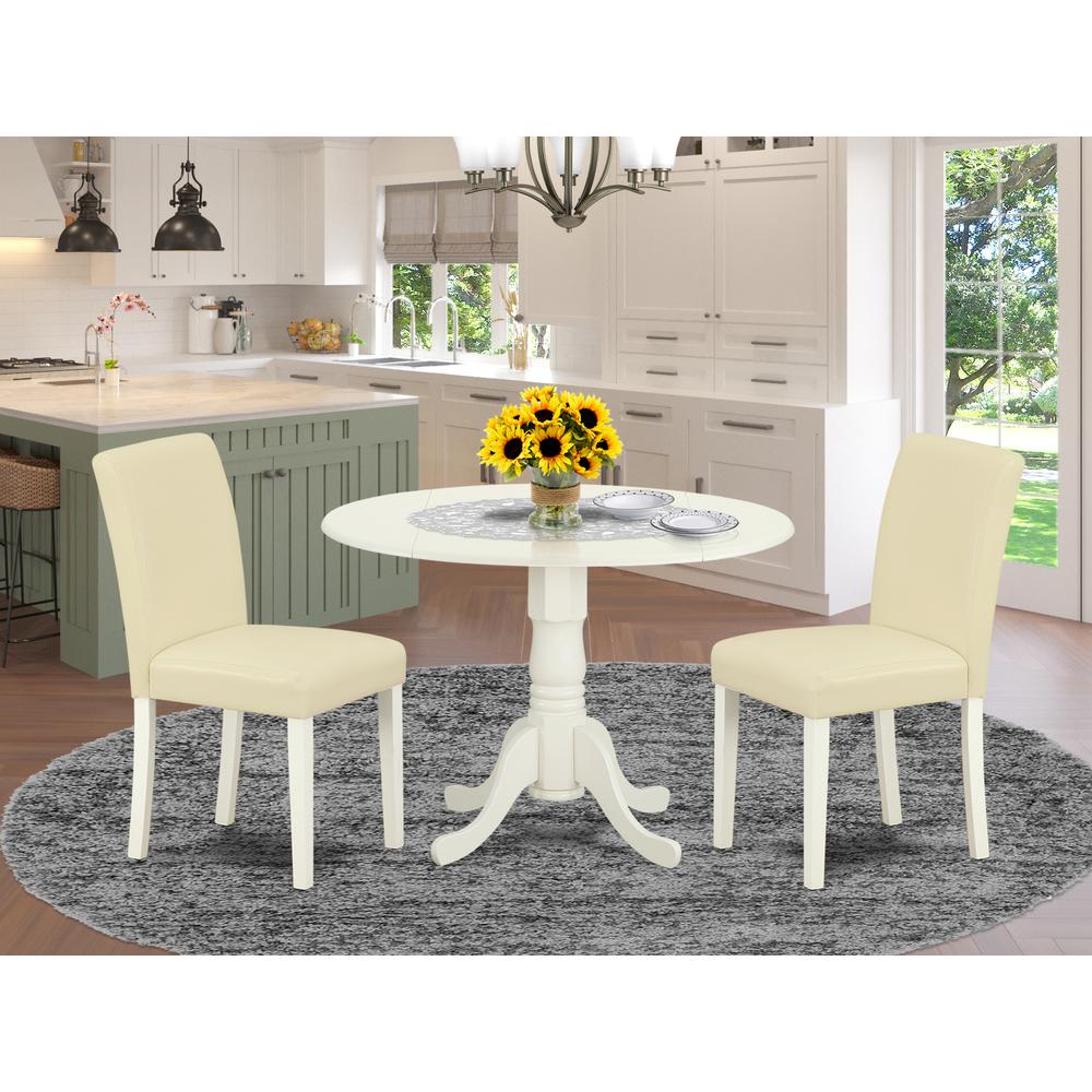 Dining Room Set Linen White, DLAB3-LWH-64. Picture 2