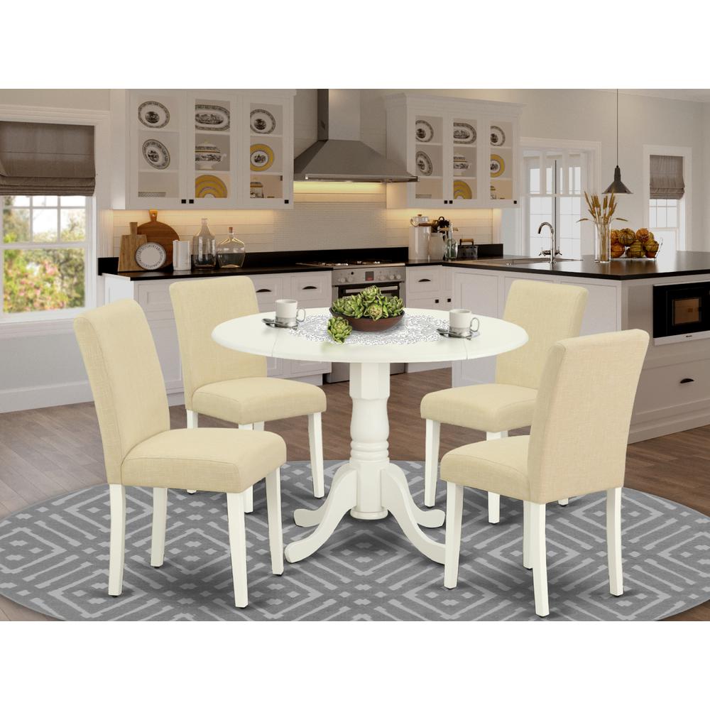 Dining Room Set Linen White, DLAB5-LWH-02. Picture 2