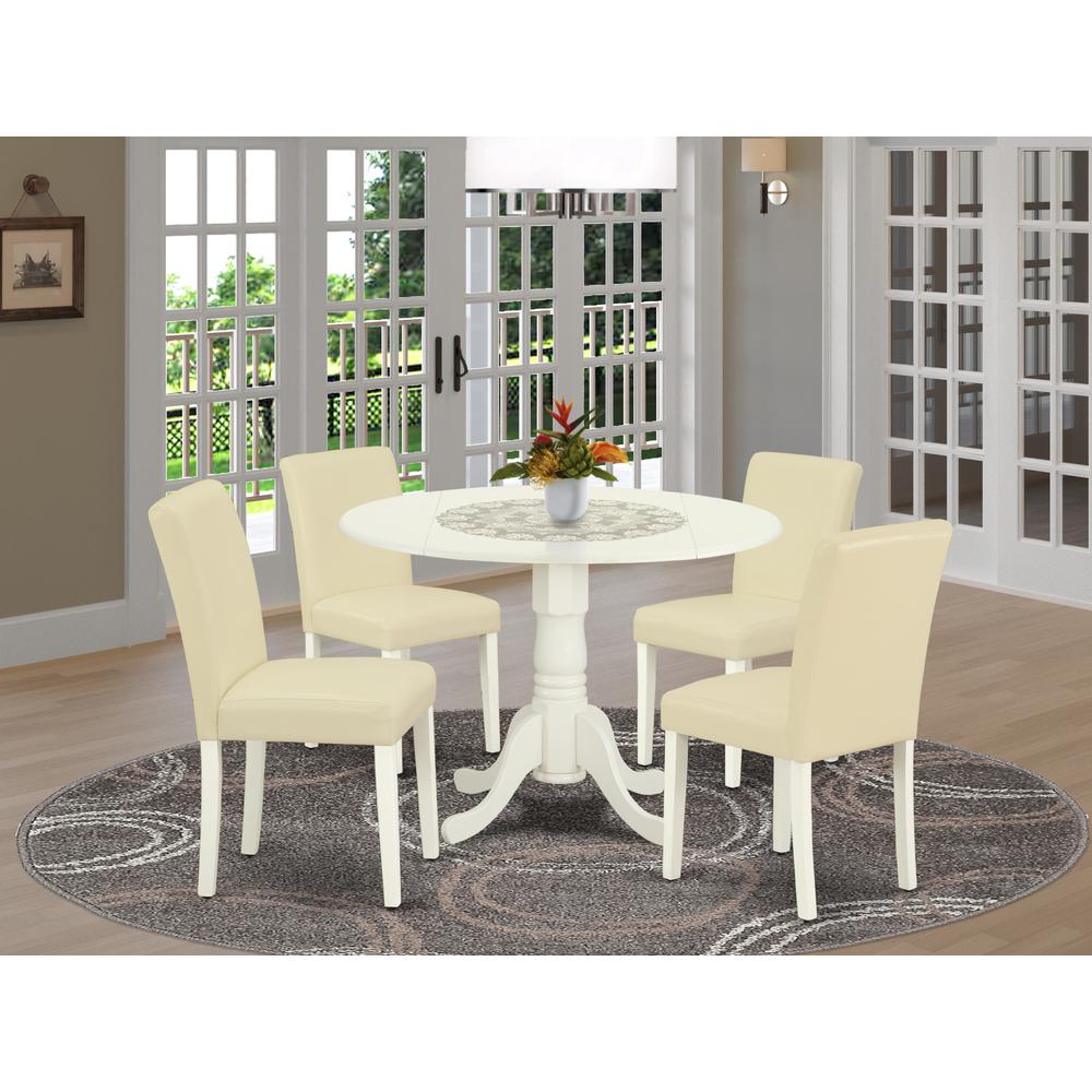 Dining Room Set Linen White, DLAB5-LWH-64. Picture 2