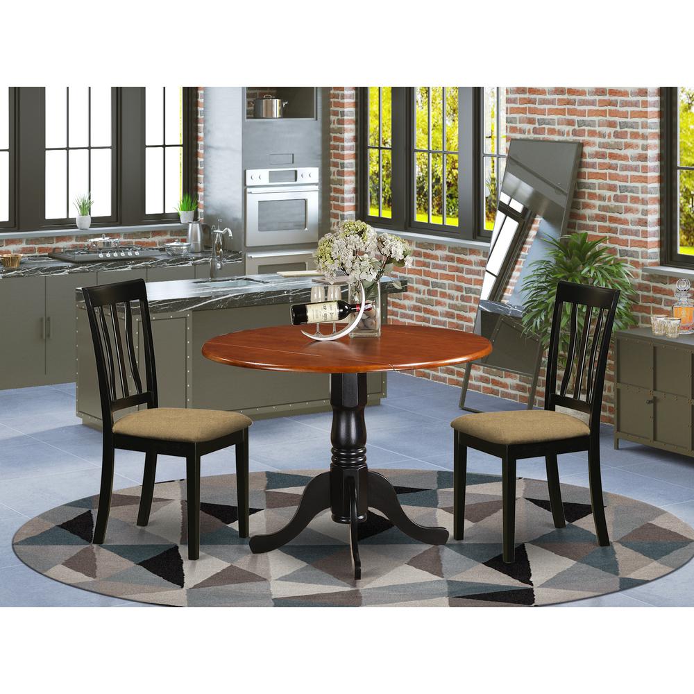 DLAN3-BCH-C Dining set - 3 Pcs with 2 Wood Chairs. Picture 2