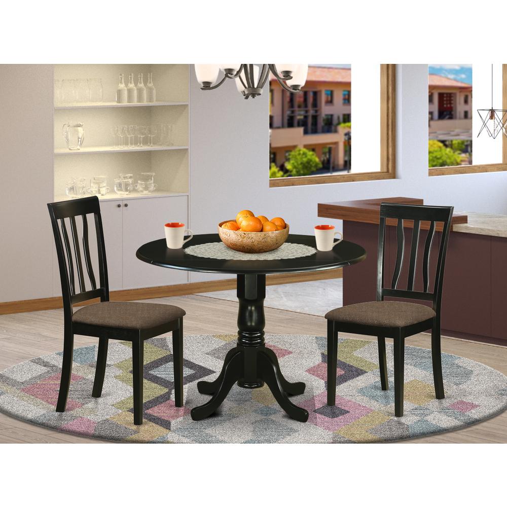 DLAN3-BLK-C 3 Pc Dinette Table set-Dining Table and 2 Dining Chairs. Picture 2