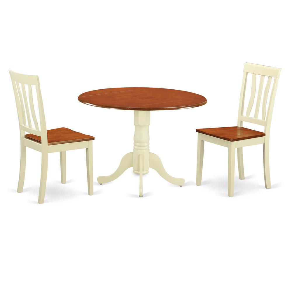 Dining  set  -  3  Pcs  with  2  Wood  Chairs  in  Buttermilk. Picture 2