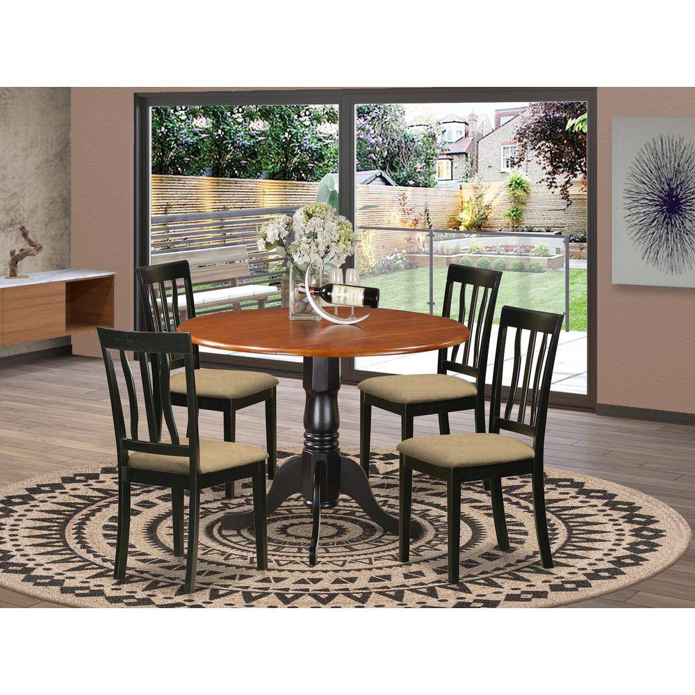 DLAN5-BCH-C Dining set - 5 Pcs with 4 Wooden Chairs. Picture 2