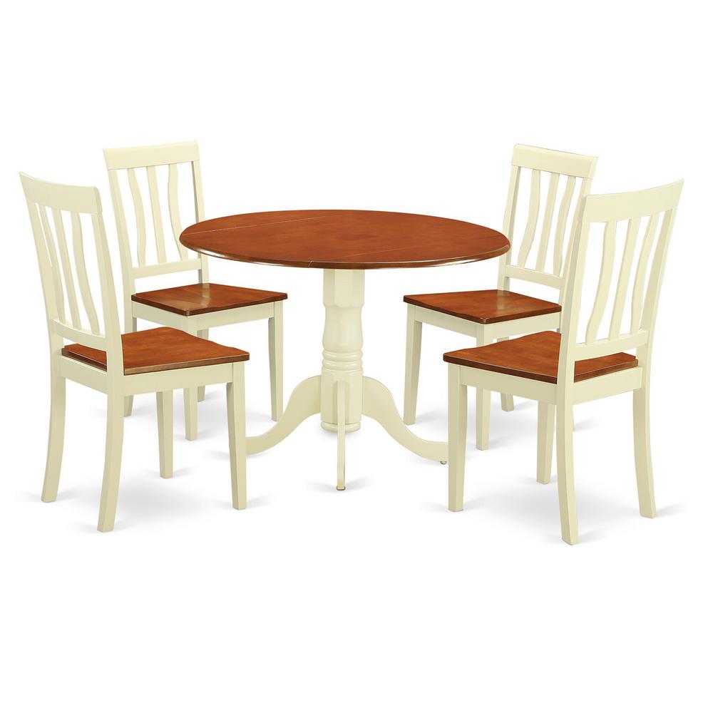 Dining  set  -  5  Pcs  with  4  Wood  Chairs  in  Buttermilk. Picture 2