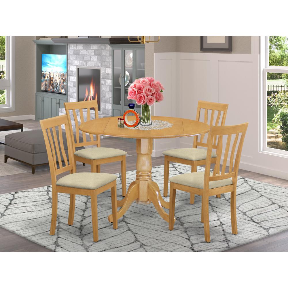 DLAN5-OAK-C 5 PC Dinette Table set - Dining Table and 4 Dining Chairs. Picture 2