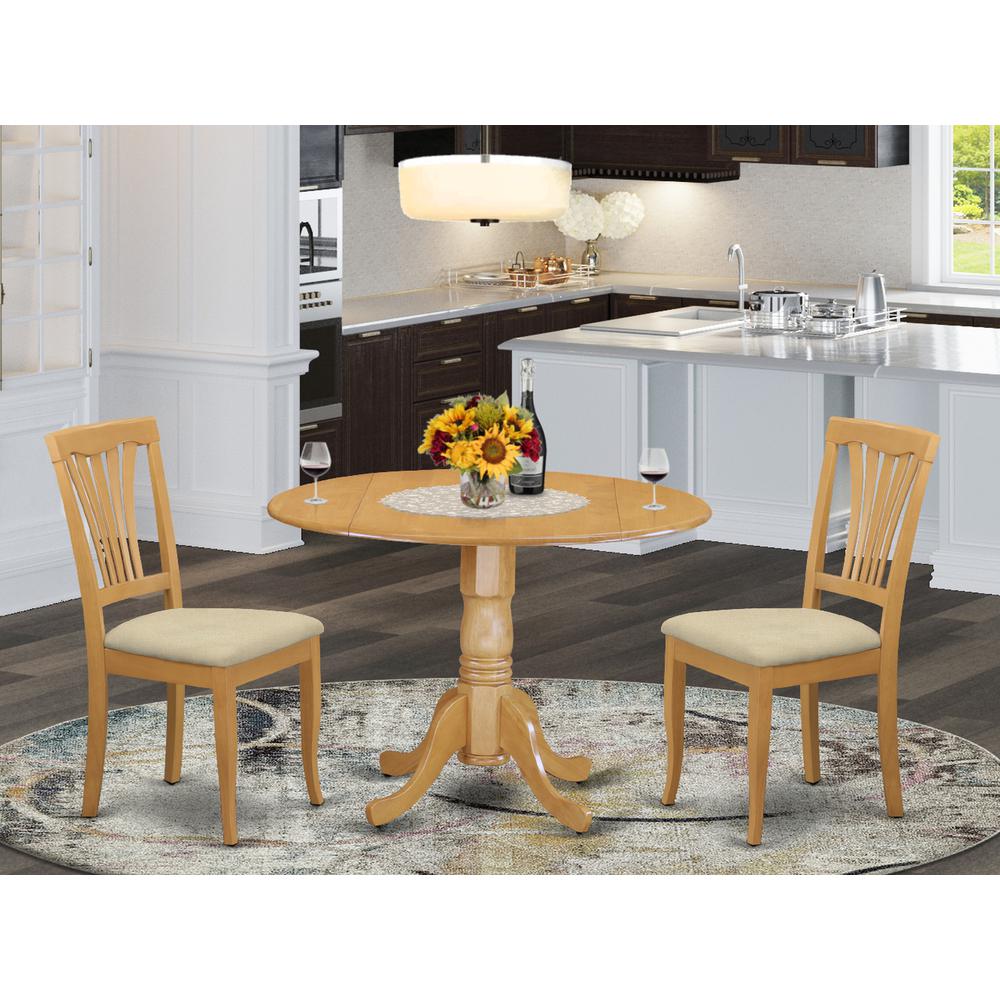 DLAV3-OAK-C 3 PC small Kitchen Table and Chairs set-small Kitchen Table plus 2 dinette Chairs. Picture 2