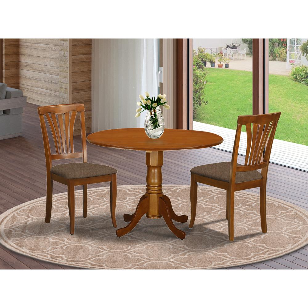 DLAV3-SBR-C 3 PC Kitchen nook Dining set-round Kitchen Table and 2 dinette Chairs. Picture 2