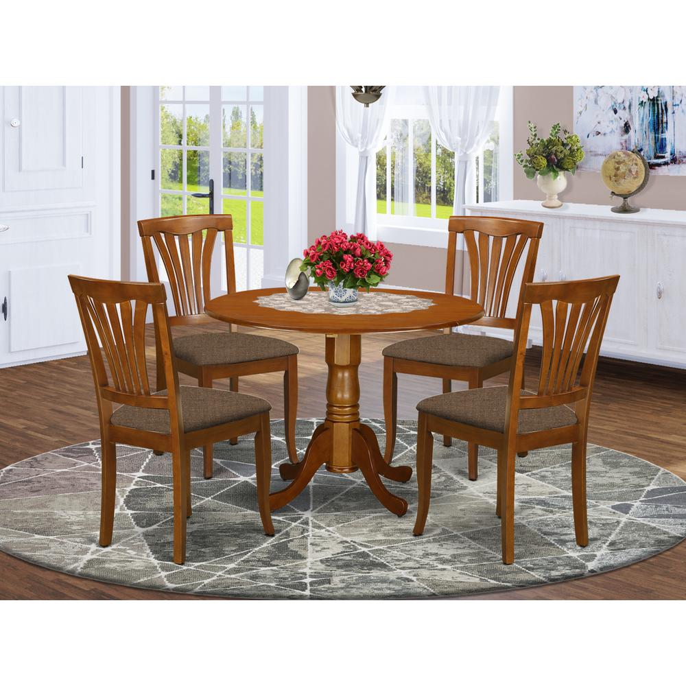 DLAV5-SBR-C 5 Pc small Kitchen Table set-round Table and 4 Kitchen Dining Chairs. Picture 2