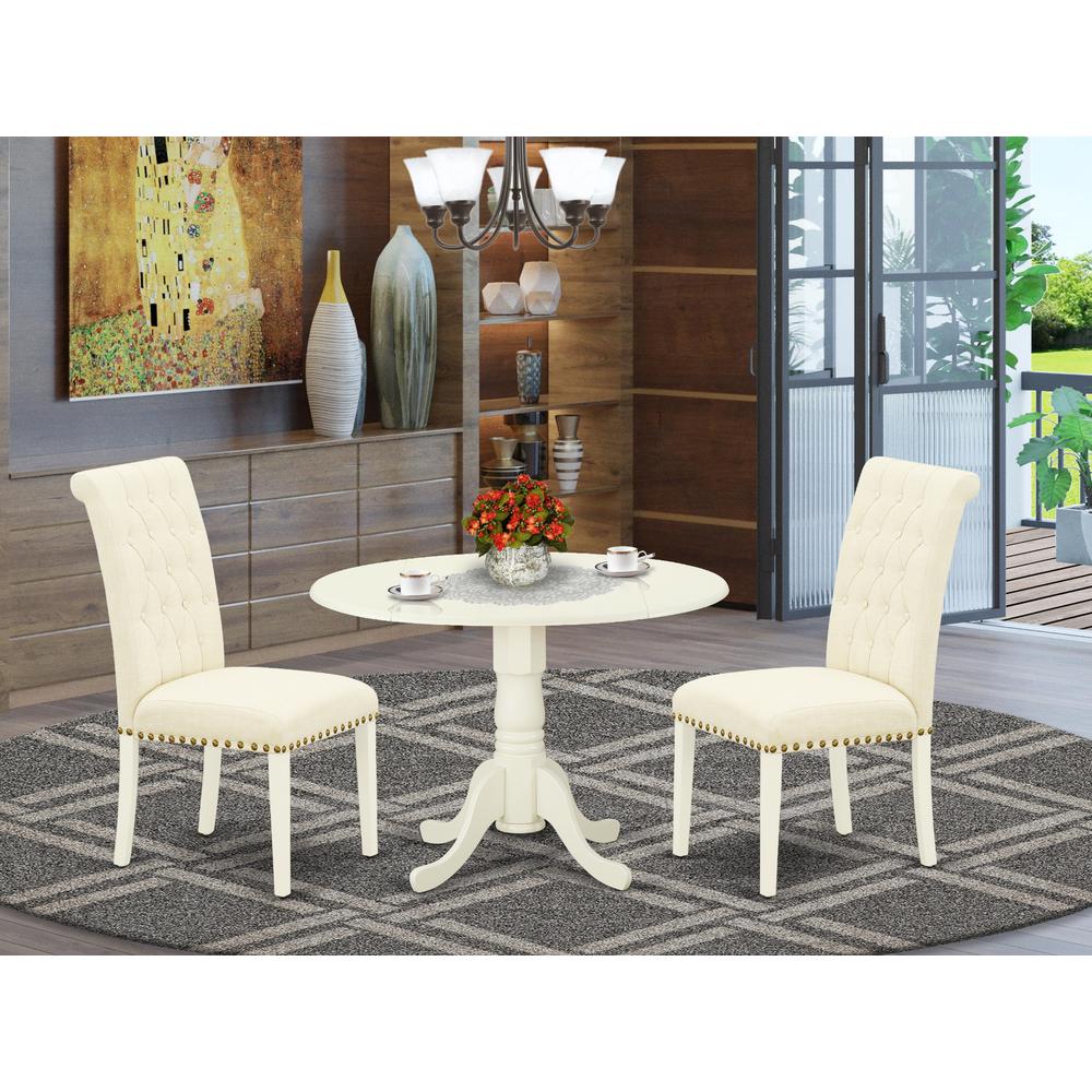 Dining Room Set Linen White, DLBR3-WHI-02. Picture 2
