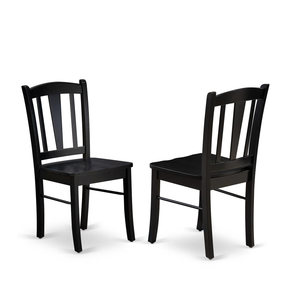 East West DLC-BLK-W Dublin Chair with Wood Seat in Black Finish - Set of 2. Picture 1