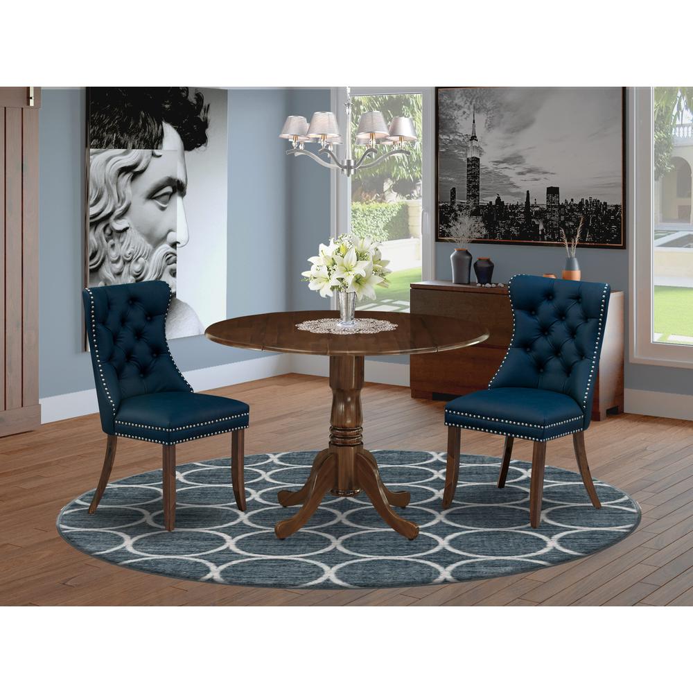 3 Piece Dining Set Consists of a Round Kitchen Table with Dropleaf. Picture 7