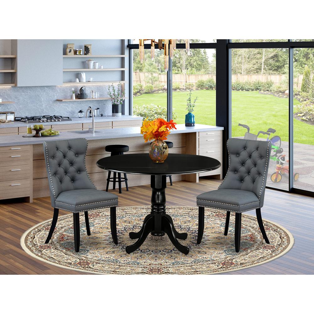 3 Piece Dining Table Set Consists of a Round Kitchen Table with Dropleaf. Picture 7