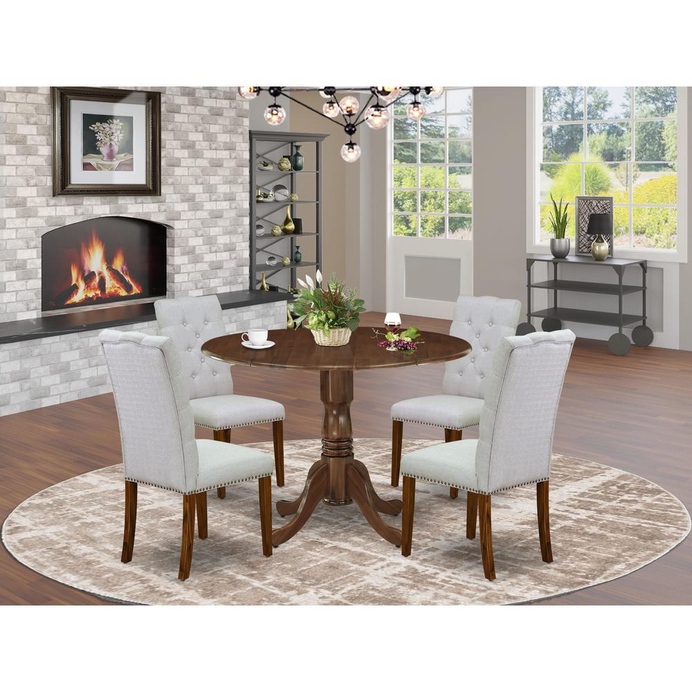 5 Pc Dinette Set Includes a Round Kitchen Table and 4 Parson Chairs. Picture 7