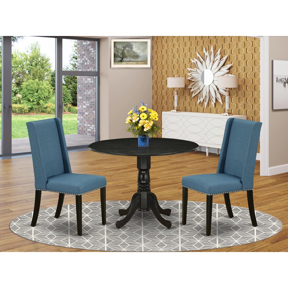 Dining Room Set Wirebrushed Black, DLFL3-ABK-21. Picture 2