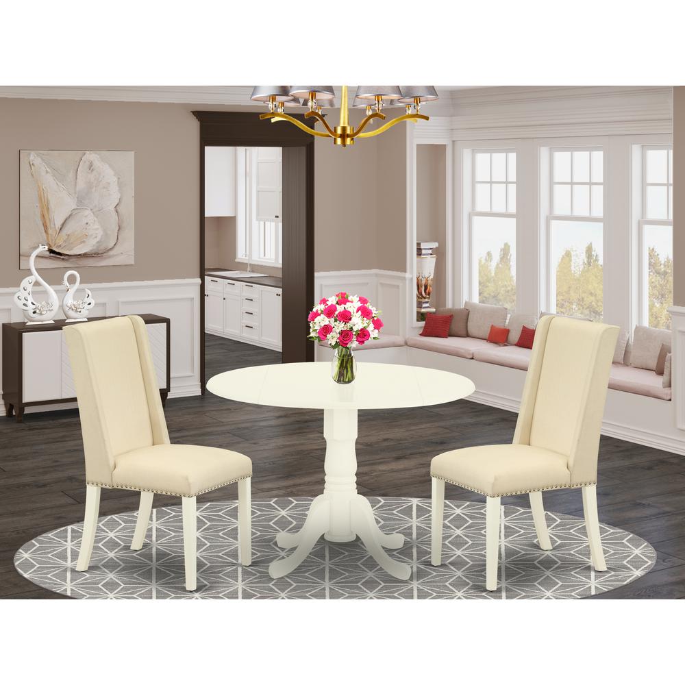 Dining Room Set Linen White, DLFL3-WHI-01. Picture 2