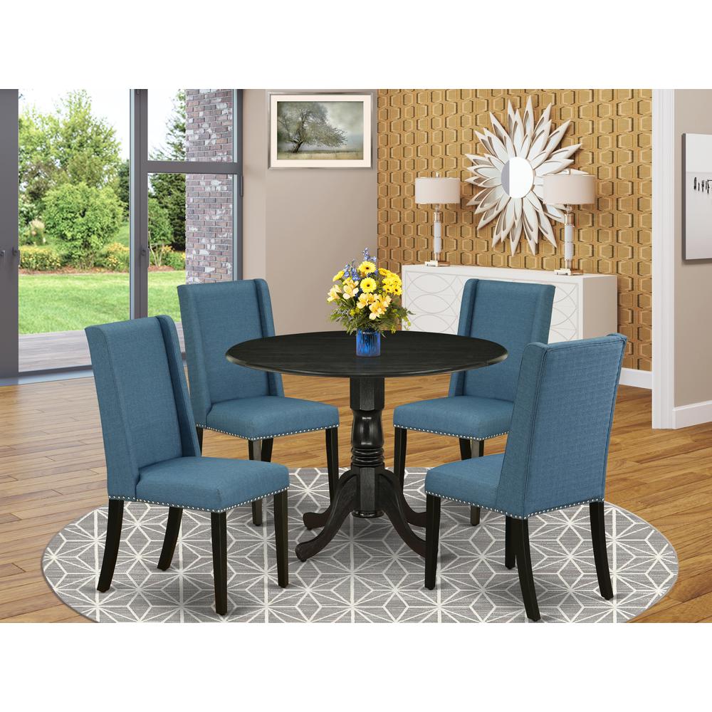 Dining Room Set Wirebrushed Black, DLFL5-ABK-21. Picture 2