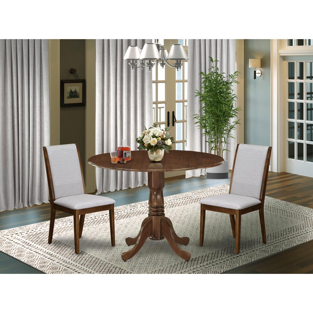 3 Pc Dining Set  Includes a Round Wooden Table and 2 Upholstered Chairs. Picture 7