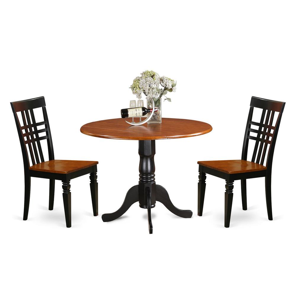3  Pc  Dining  room  set  with  a  Dining  Table  and  2  Kitchen  Chairs  in  Black  and  Cherry. Picture 1