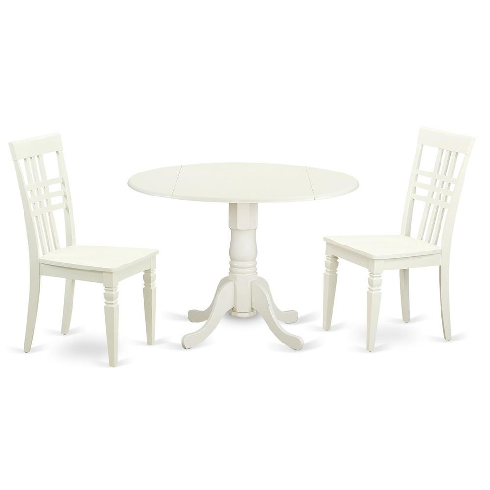 3  PC  Dining  room  set  with  a  Dining  Table  and  2  Kitchen  Chairs  in  Linen  White. Picture 1