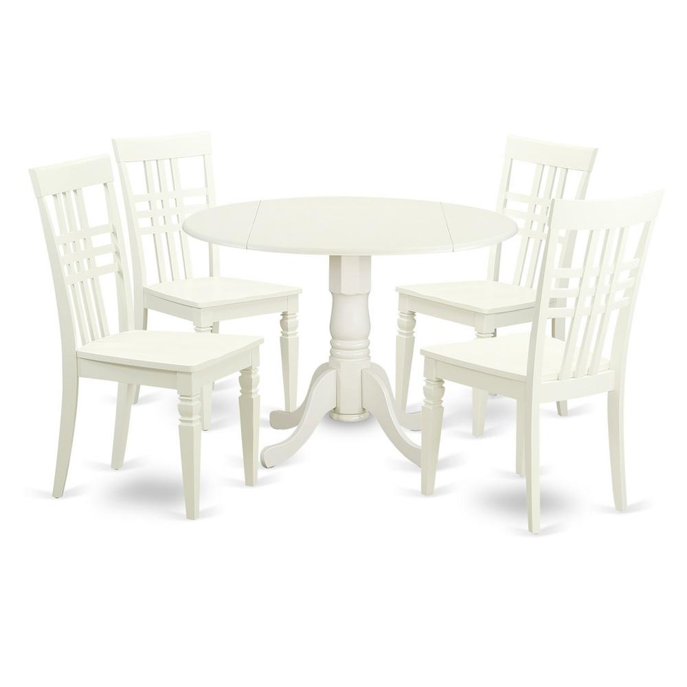 5  PC  Small  Kitchen  Table  set  with  a  Table  and  4  Dining  Chairs  in  Linen  White. Picture 1