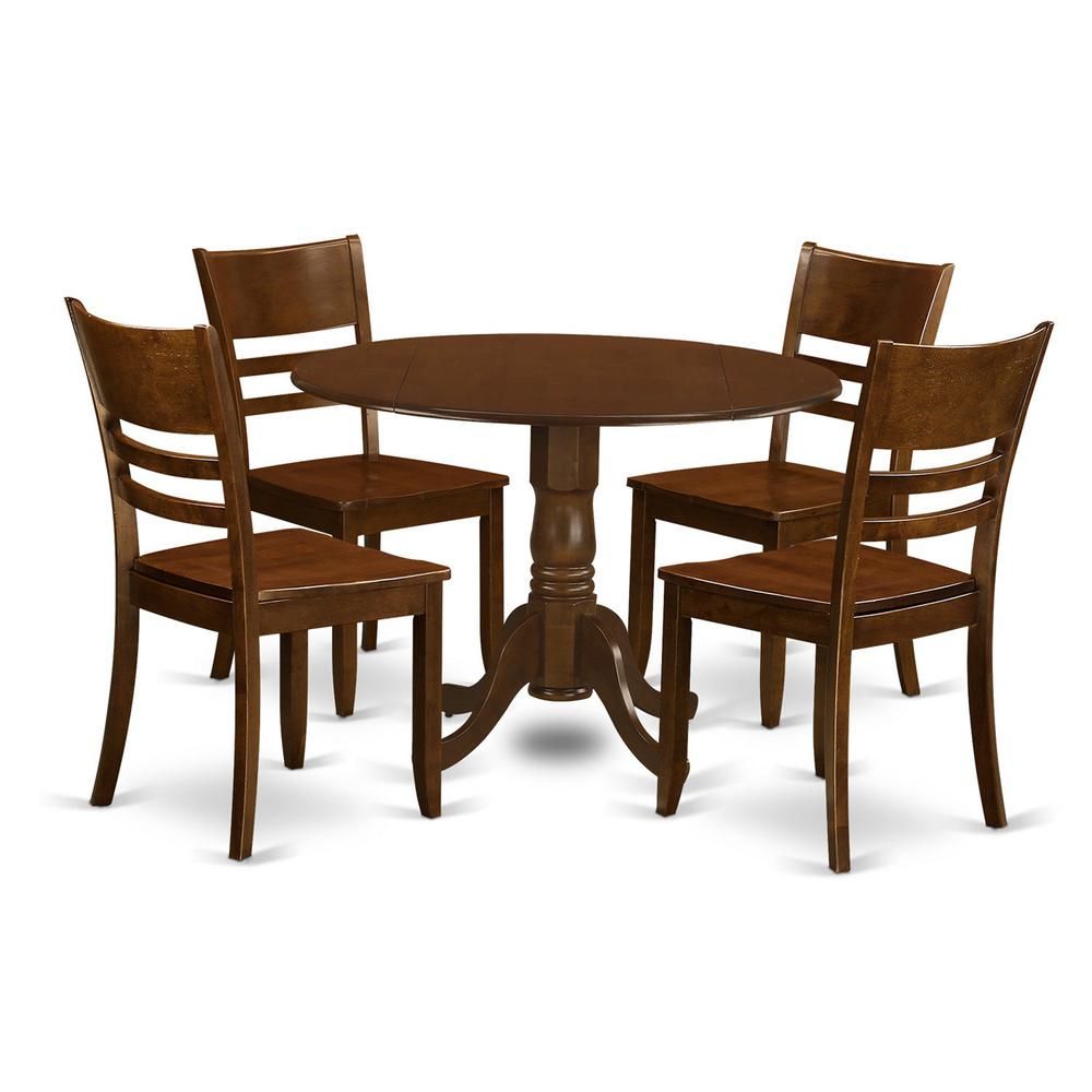 5  Pc  with  2  drop  leaves  and  4  Wood  Kitchen  Chairs  in  Espresso  .. Picture 2