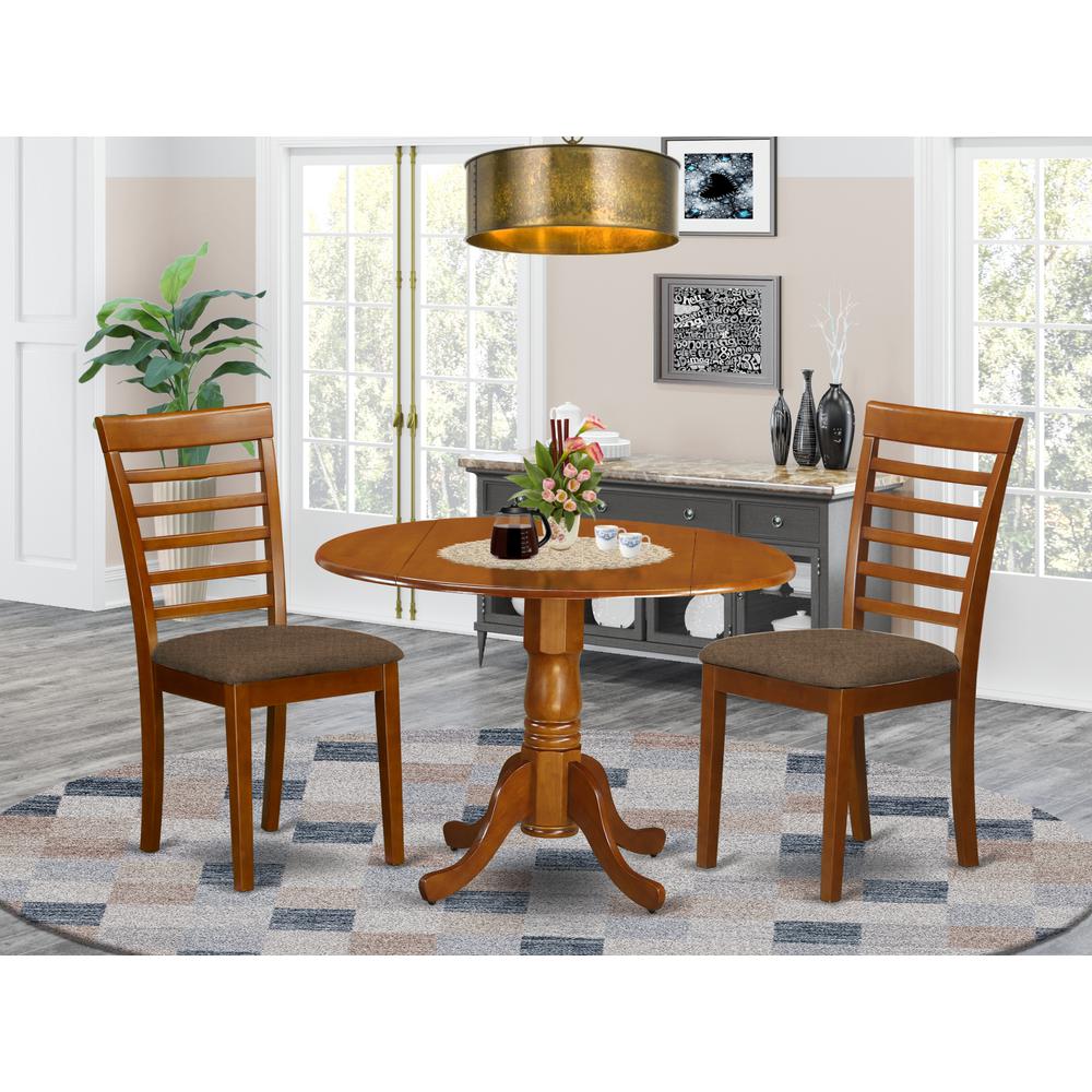 DLML3-SBR-C 3 Pc Kitchen Table set-small Kitchen Table and 2 Dining Chairs. Picture 2