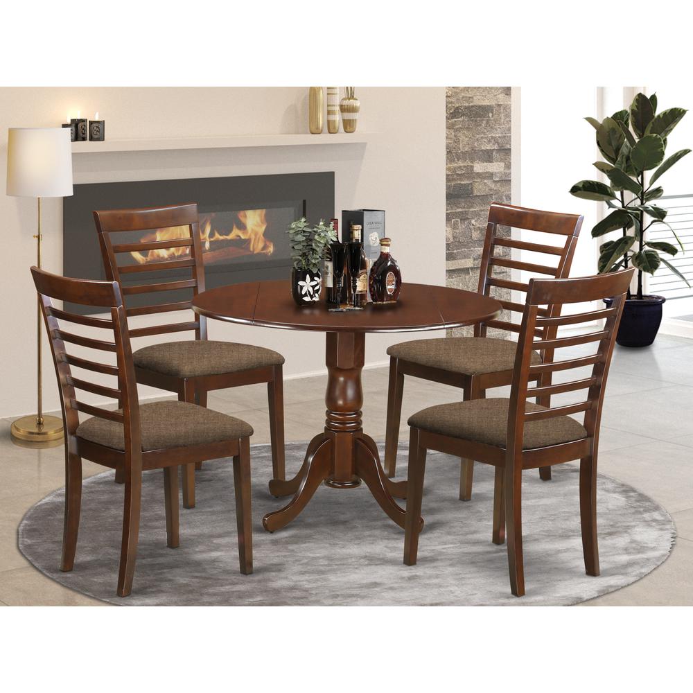DLML5-MAH-C 5 PC Kitchen Table set-Dining Table and 4 Linen Kitchen Chairs. Picture 2