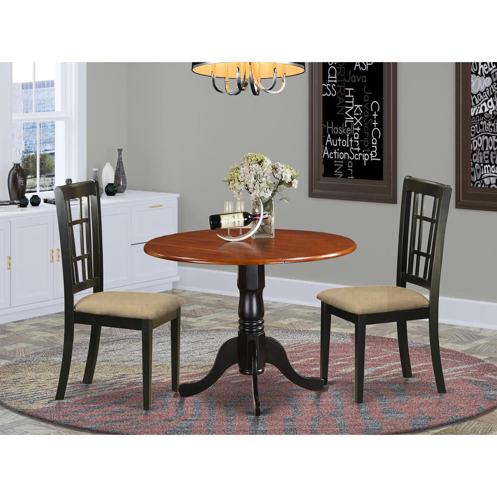 DLNI3-BCH-C 3 PC Kitchen Table set-Dining Table and 2 Wood Kitchen Chairs. Picture 2