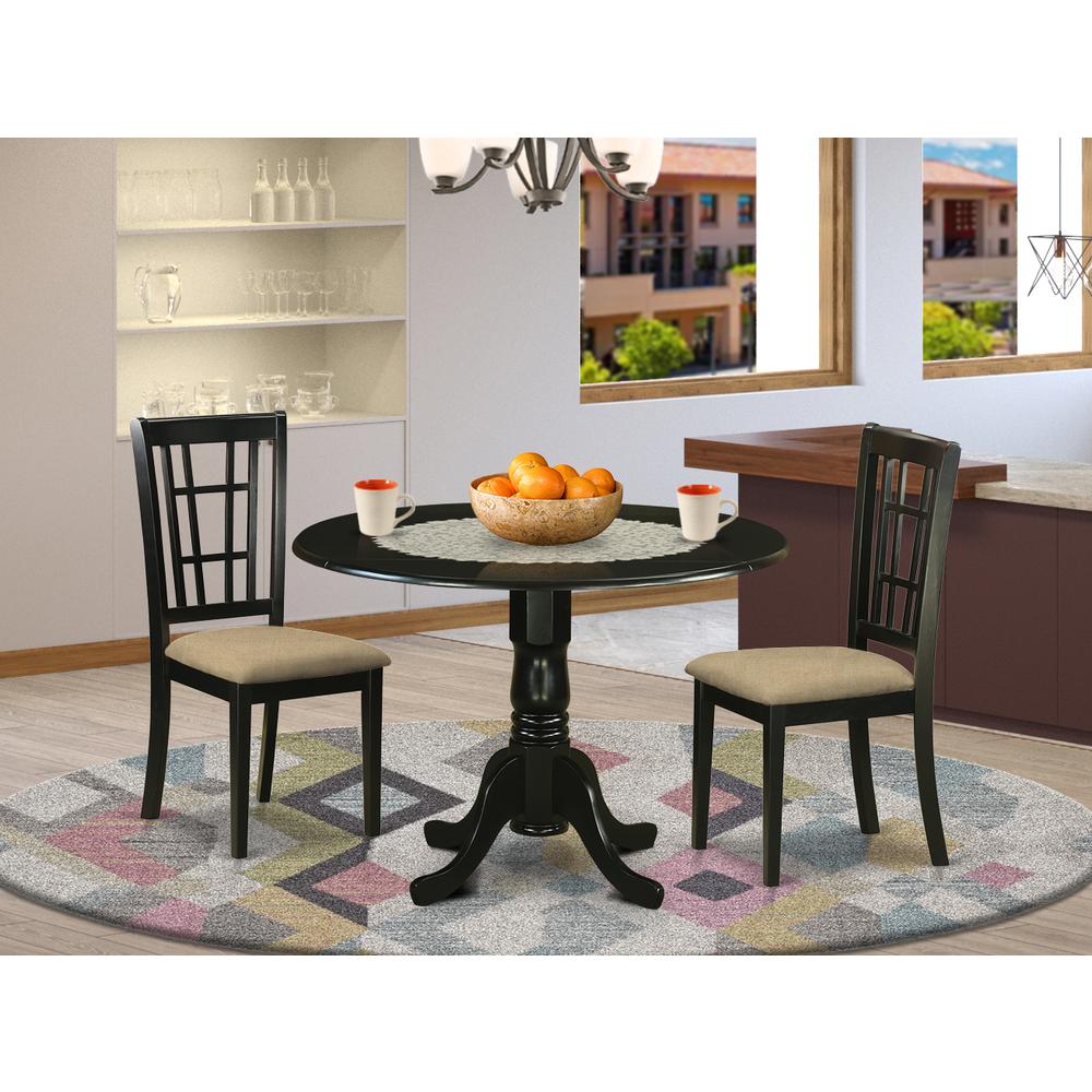 DLNI3-BLK-C 3 PcTable set for 2-Dinette Table and 2 dinette Chairs. Picture 2