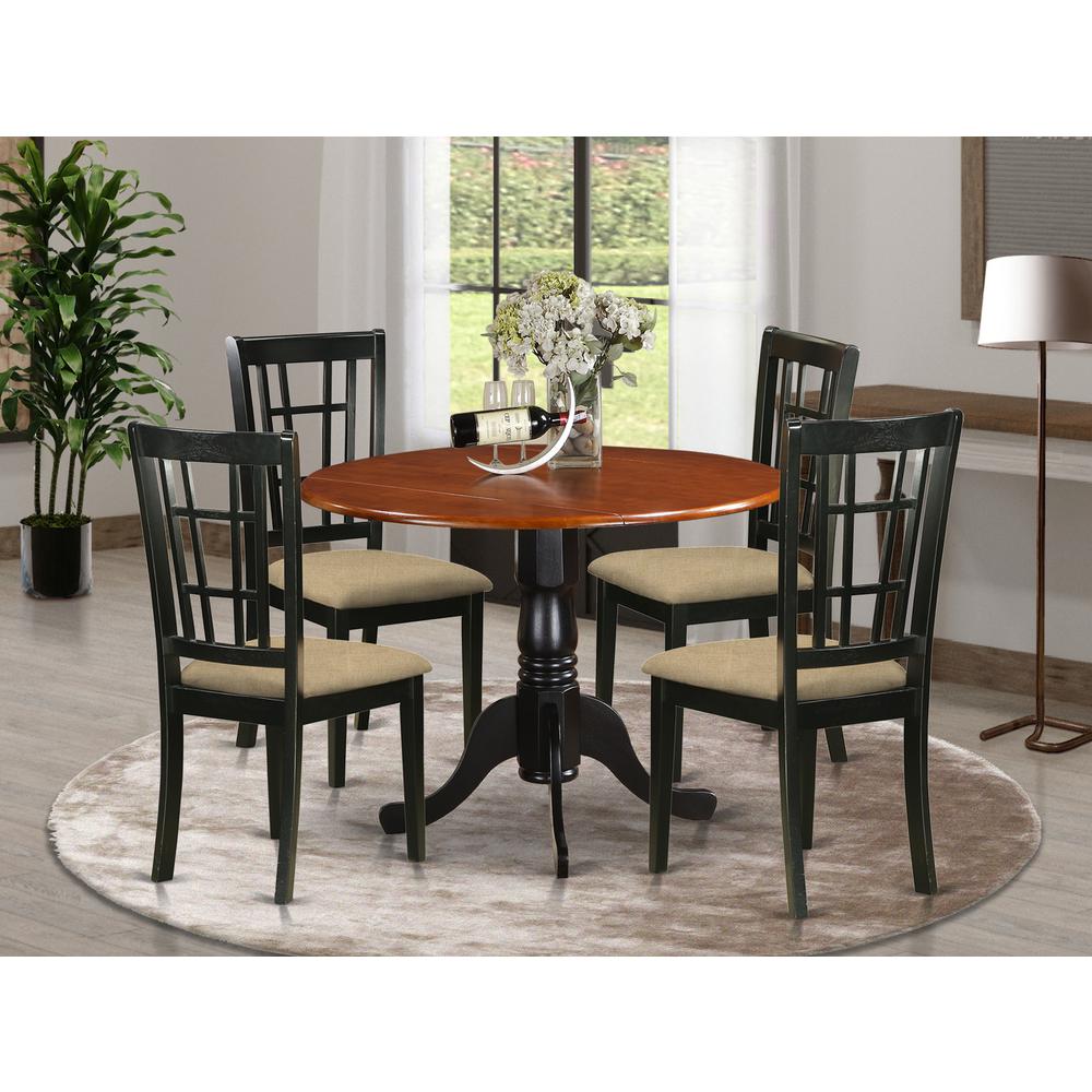 DLNI5-BCH-C 5 PC Kitchen Table set-Dining Table and 4 Wood Kitchen Chairs. Picture 2
