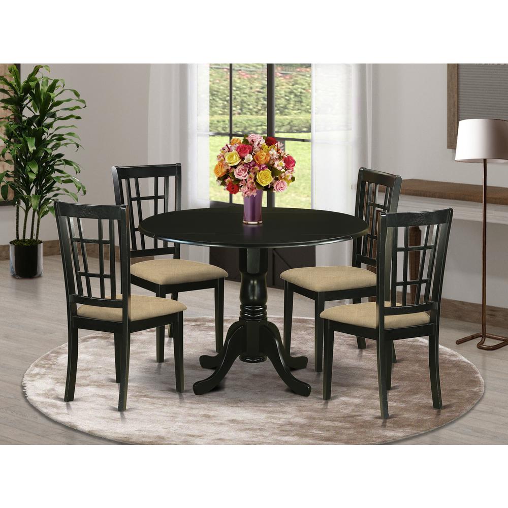 DLNI5-BLK-C 5 PC Dining room set for 4-Dining Table and 4 Dining Chairs. Picture 2