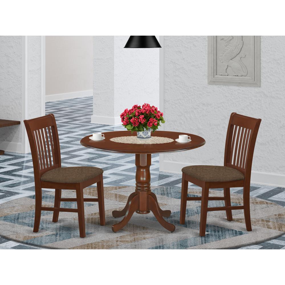 DLNO3-MAH-C 3 Pc small Kitchen Table set-round Kitchen Table and 2 Chairs. Picture 2