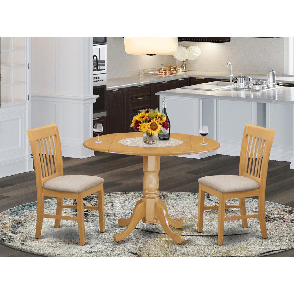 DLNO3-OAK-C 3 Pc Kitchen nook Dining set-small Table and 2 dinette Chairs. Picture 2
