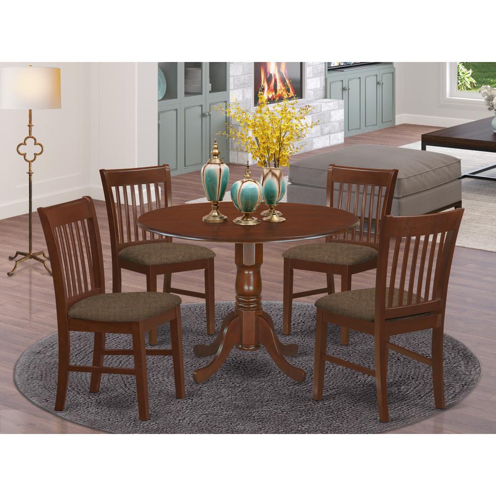 DLNO5-MAH-C 5 Pc small Kitchen Table set-round Table and dinette Chairs. Picture 2