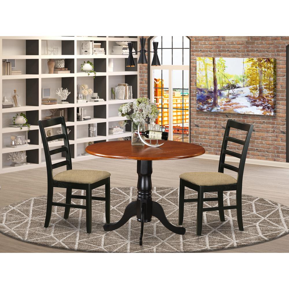 DLPF3-BCH-C 3 PC Kitchen Table set-Dining Table and 2 Linen Kitchen Chairs. Picture 2