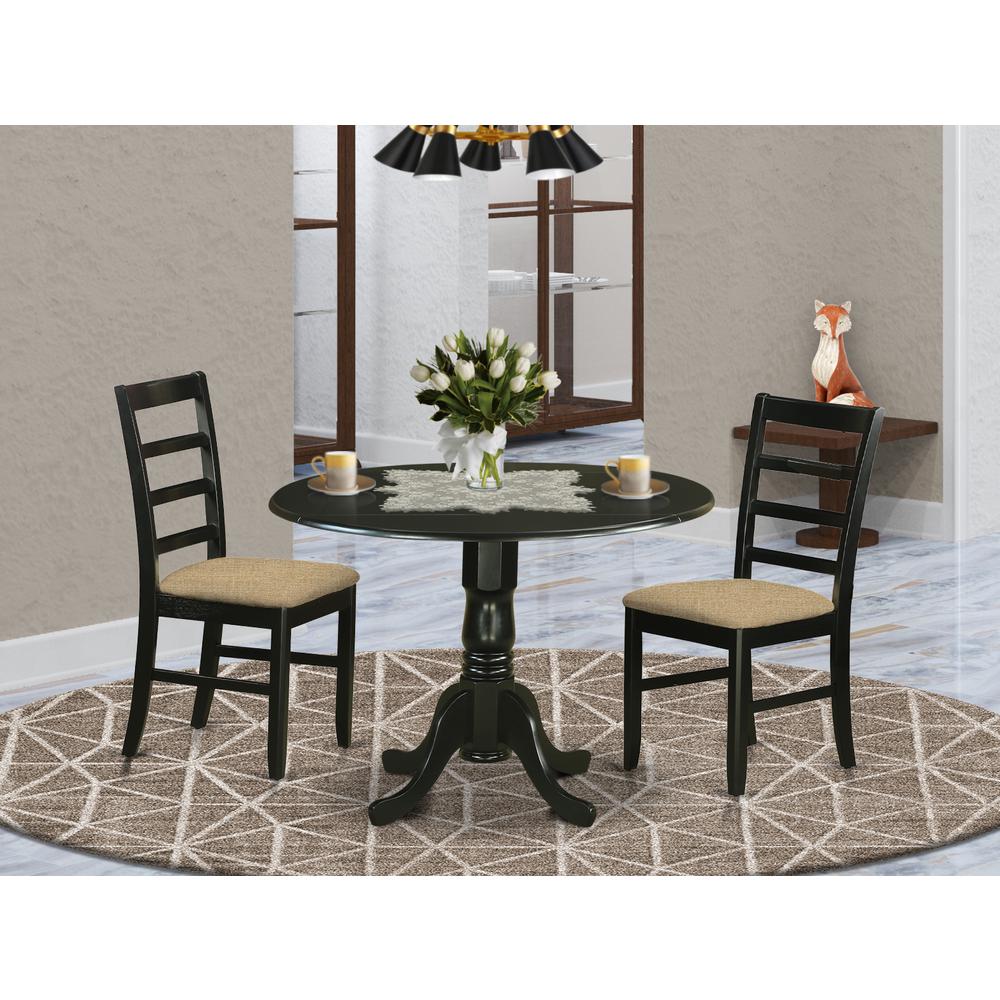 DLPF3-BLK-C 3 Pc Dining room set-Dining Table and 2 Dining Chairs. Picture 2