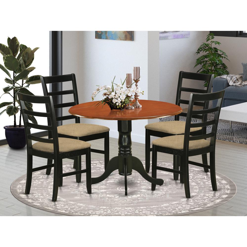 DLPF5-BCH-C 5 PC Kitchen Table set-Dining Table and 4 Wooden Kitchen Chairs. Picture 2