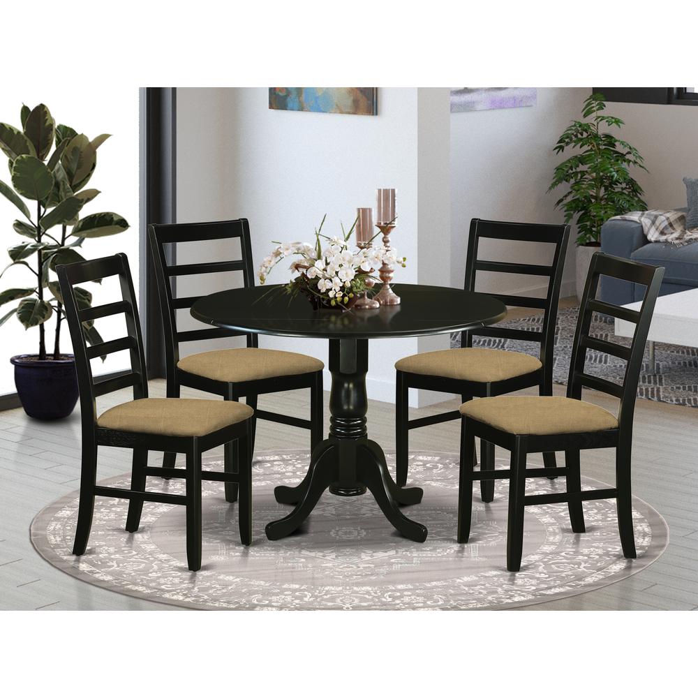 DLPF5-BLK-C 5 PcKitchen Table set - Small Kitchen Table and 4 Kitchen Dining Chairs. Picture 2
