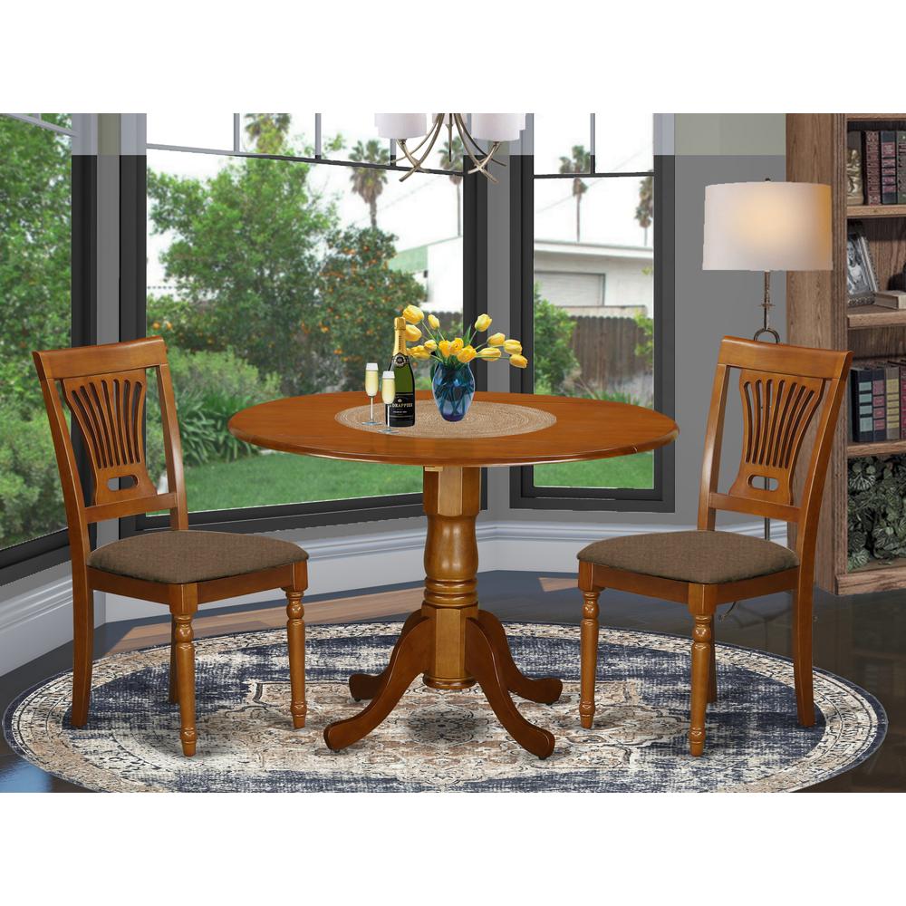 DLPL3-SBR-C 3 Pc Kitchen nook Dining set-small Kitchen Table and 2 Dining Chairs. Picture 2