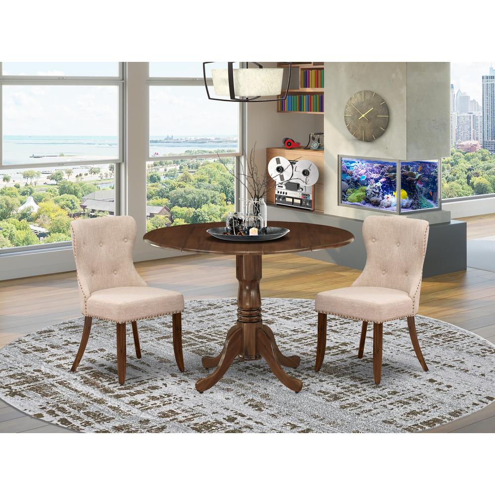 3 Pc Dining Set Contains a Round Kitchen Table and 2 Parson Chairs. Picture 7
