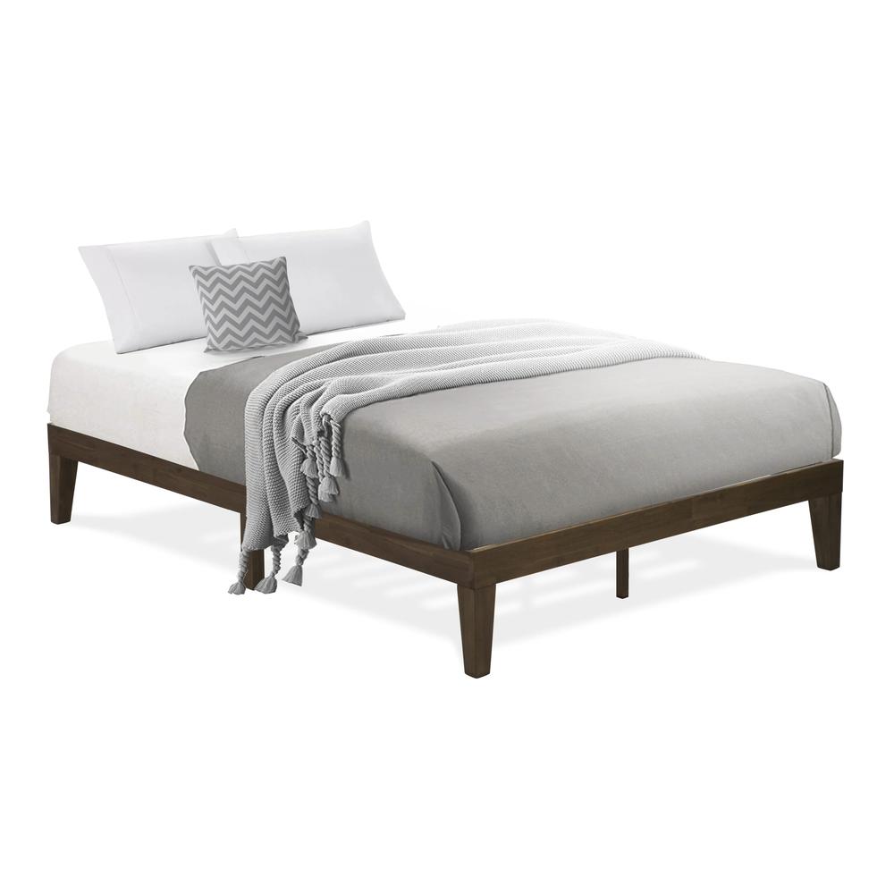 DNP-22-F Full Size Platform Bed with 4 Solid Wood Legs and 2 Extra Center Legs - Walnut Finish. Picture 2