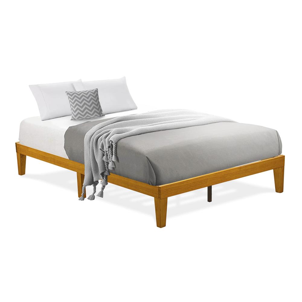 DNP-23-F Full Size Platform Bed Frame with 4 Solid Wood Legs and 2 Extra Center Legs - Oak Finish. Picture 1